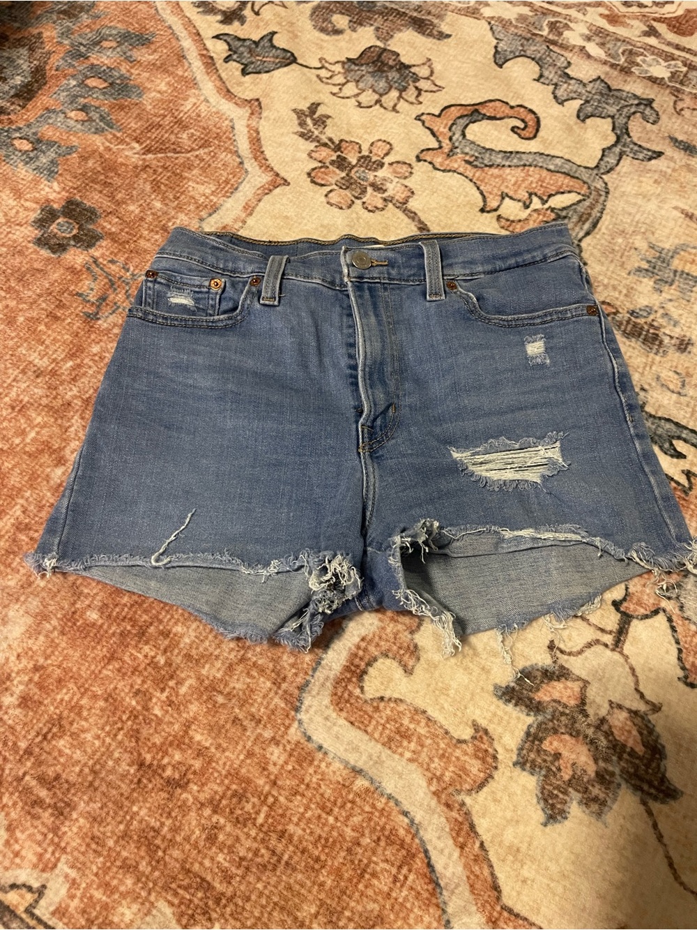 Levi's Light Blue Distressed Denim Cutoff Shorts
